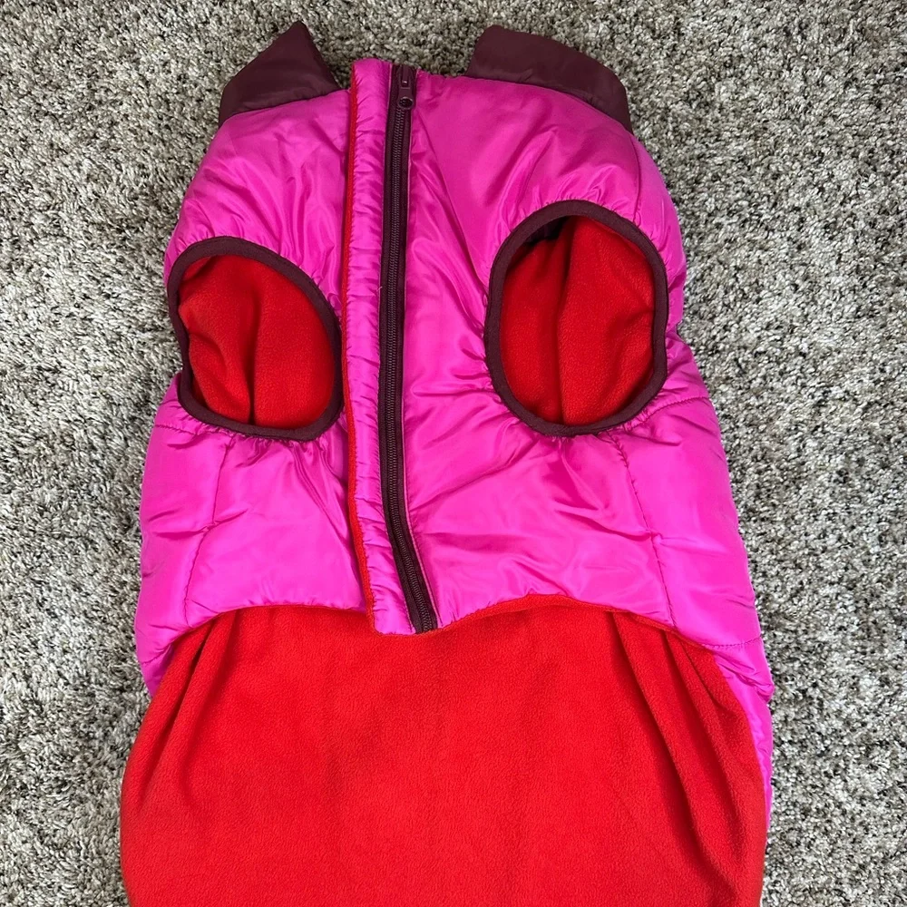 Pet Puffer Jacket Vest Padded, Pink/Red Size Large New